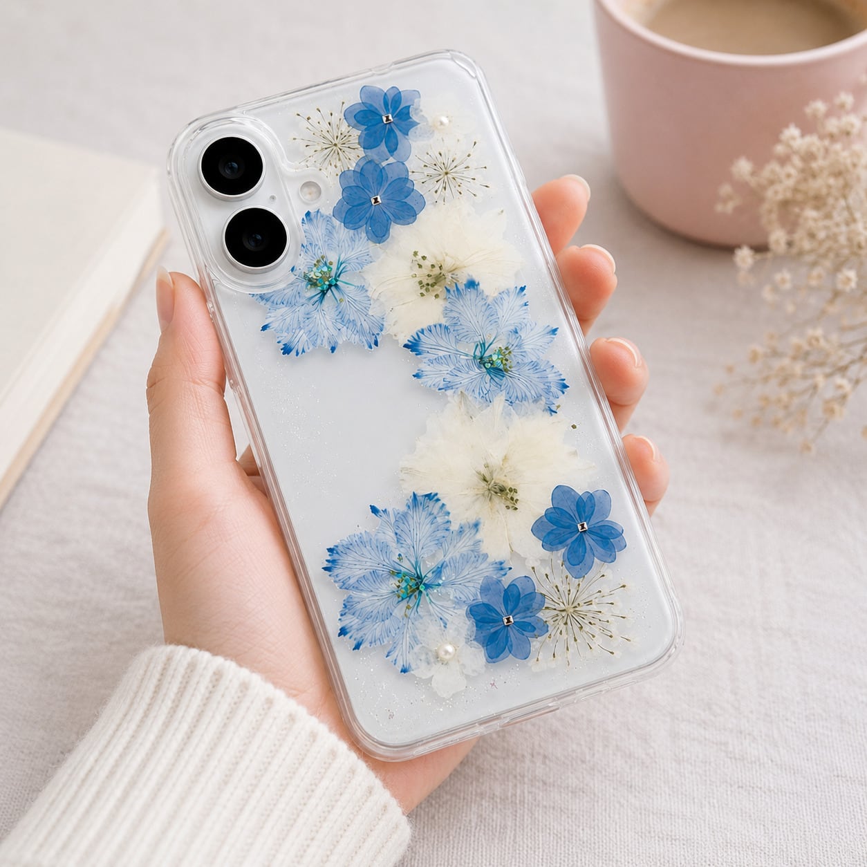 ほぼ全機種対応スマホケース】押し花スマホケース NO.504 押し花