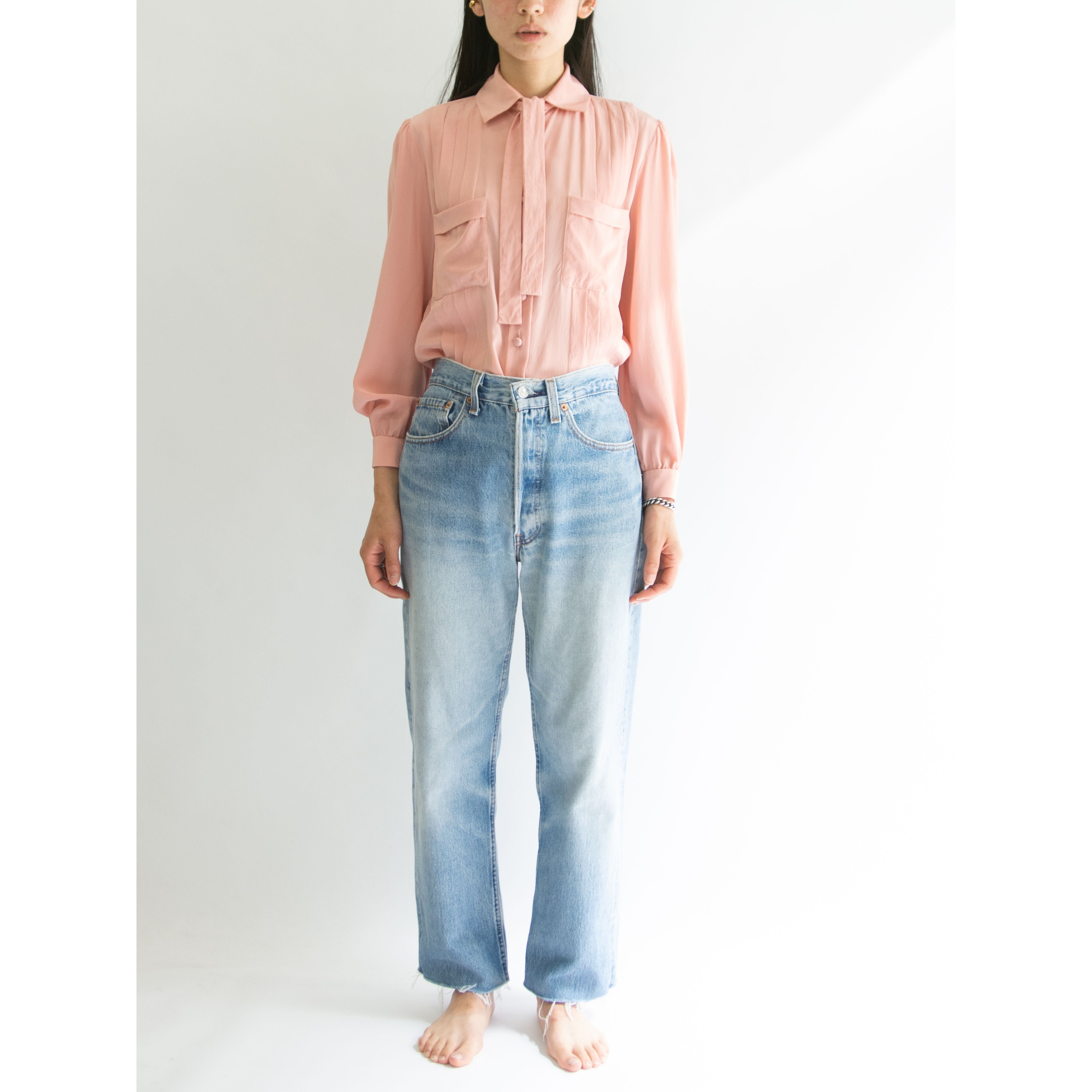 valentino garavani】Made in Italy 60-70's 100% Silk Blouse valentino garavani】Made in Italy 60-70's 100% Silk Blouse
