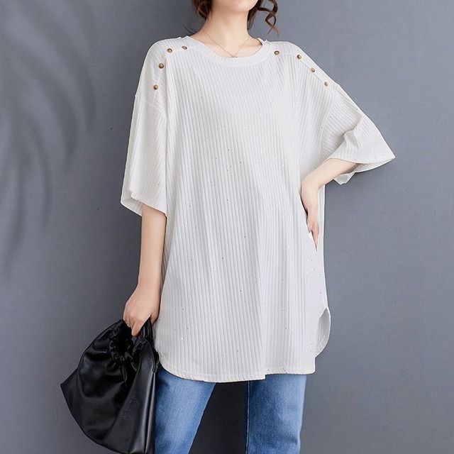 肩ボタンラメ デザインTシャツ  30240