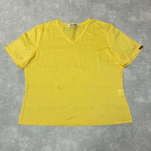 BALMAIN PARIS 総柄ロゴ VネックTシャツ