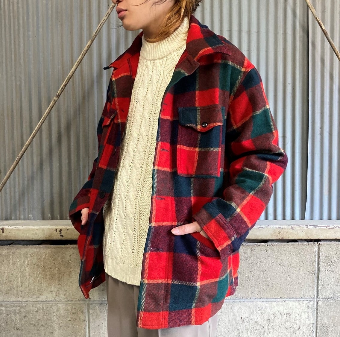 【希少】70's pendleton チェック柄ウールランチコート　ペンドルトン