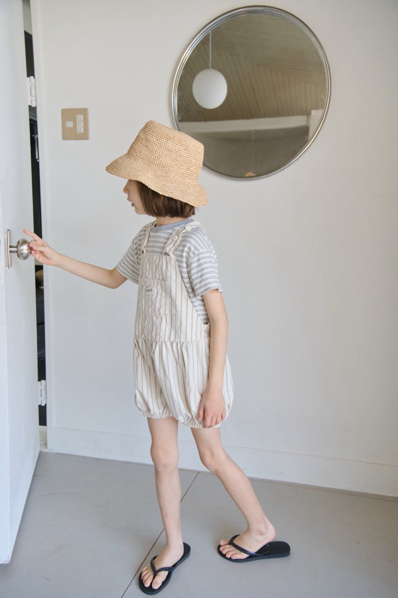 【jejeunosity】ブルームベリーオーバーオール25SM サロペット ベージュストライプ 80〜110cm - 6