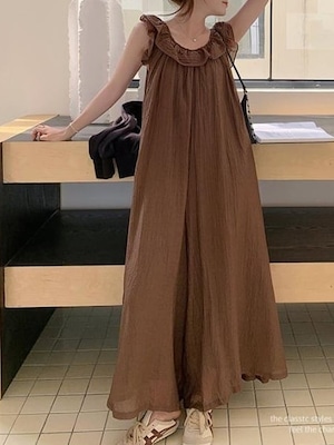 Frill Shoulder Wide Jumpsuit＊S-467