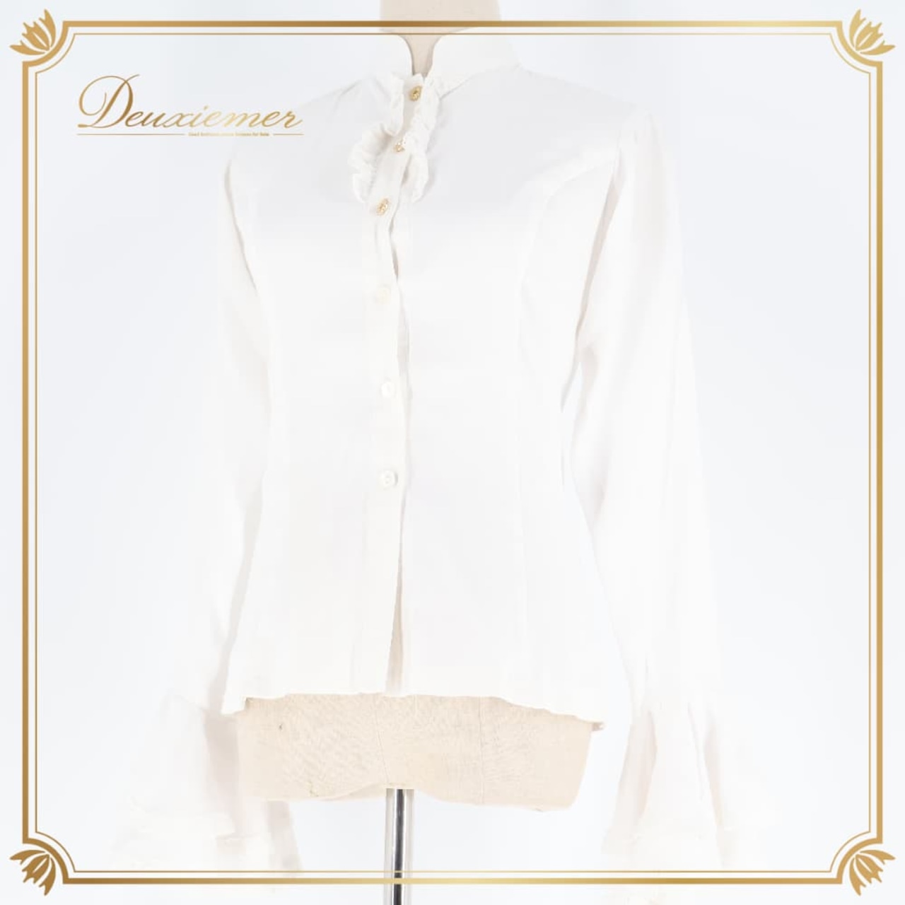 フラメンコ 衣装 トップス ブラウス ホワイト系 ゴールド系 白 金 ダンス パーティ 発表会 フリル おしゃれ エレガント ボタン フリルブラウス フロントボタン エレガントブラウス 上品 大人可愛い ダンス衣装 舞台衣装 発表会衣装 演奏会 フェミニン
