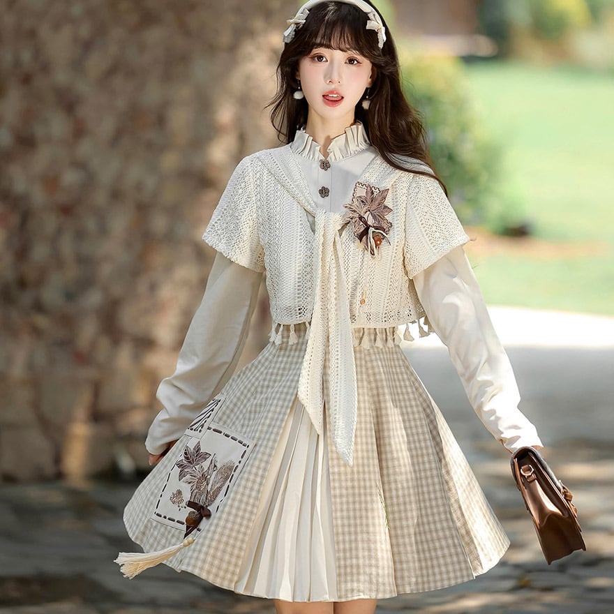 量産型ロリィタ クラシカルワンピ セットアップ 控えめ クラシカル チャイナ風ワンピ 普段着使い