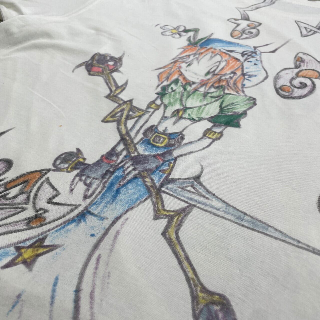 UNKNOWN ハンドペイント キャラクター Tシャツ メンズXL相当 古着 Y2K