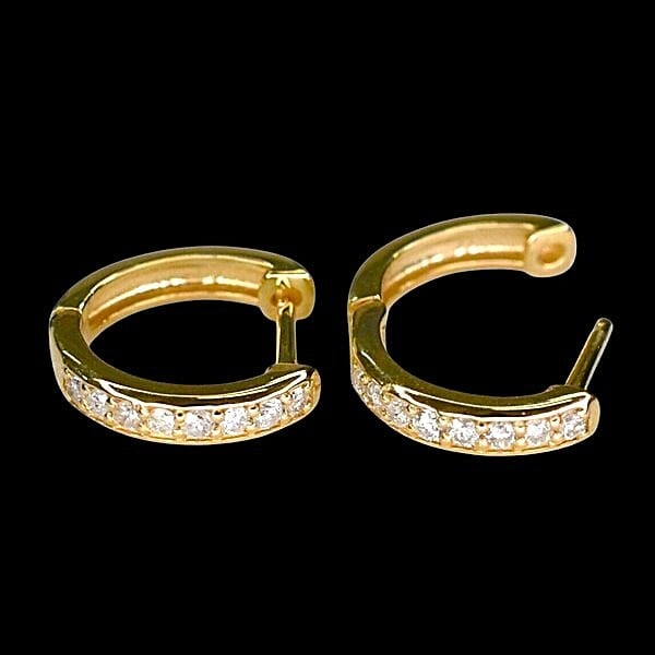 10金YG】ダイヤフープピアス0.16ct 中折れ式 クロッシング K10