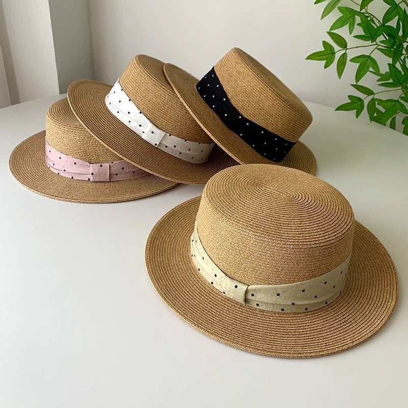 ドットリボン カンカン帽 4color fu0979