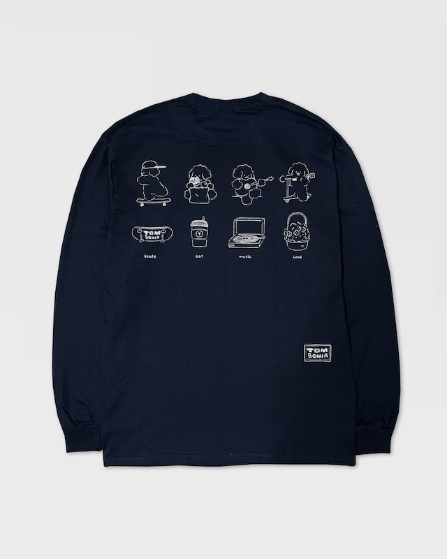 Sketch design long sleeve T-shirts Navy