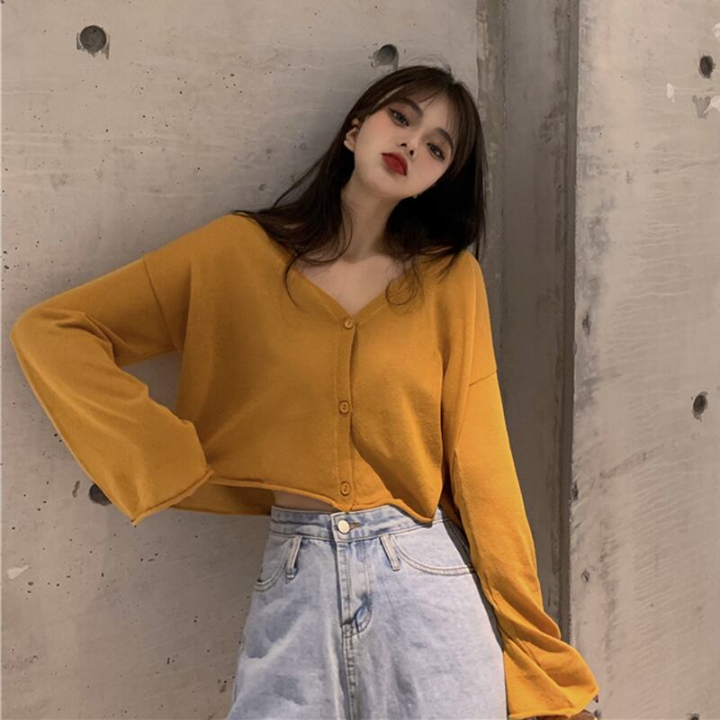 2020年春夏キャンディーカラー軽量ニットカーディガン日焼け止めジャケットショートオールマッチトップスチューデントガールトレンド YY-ファッション87541657324