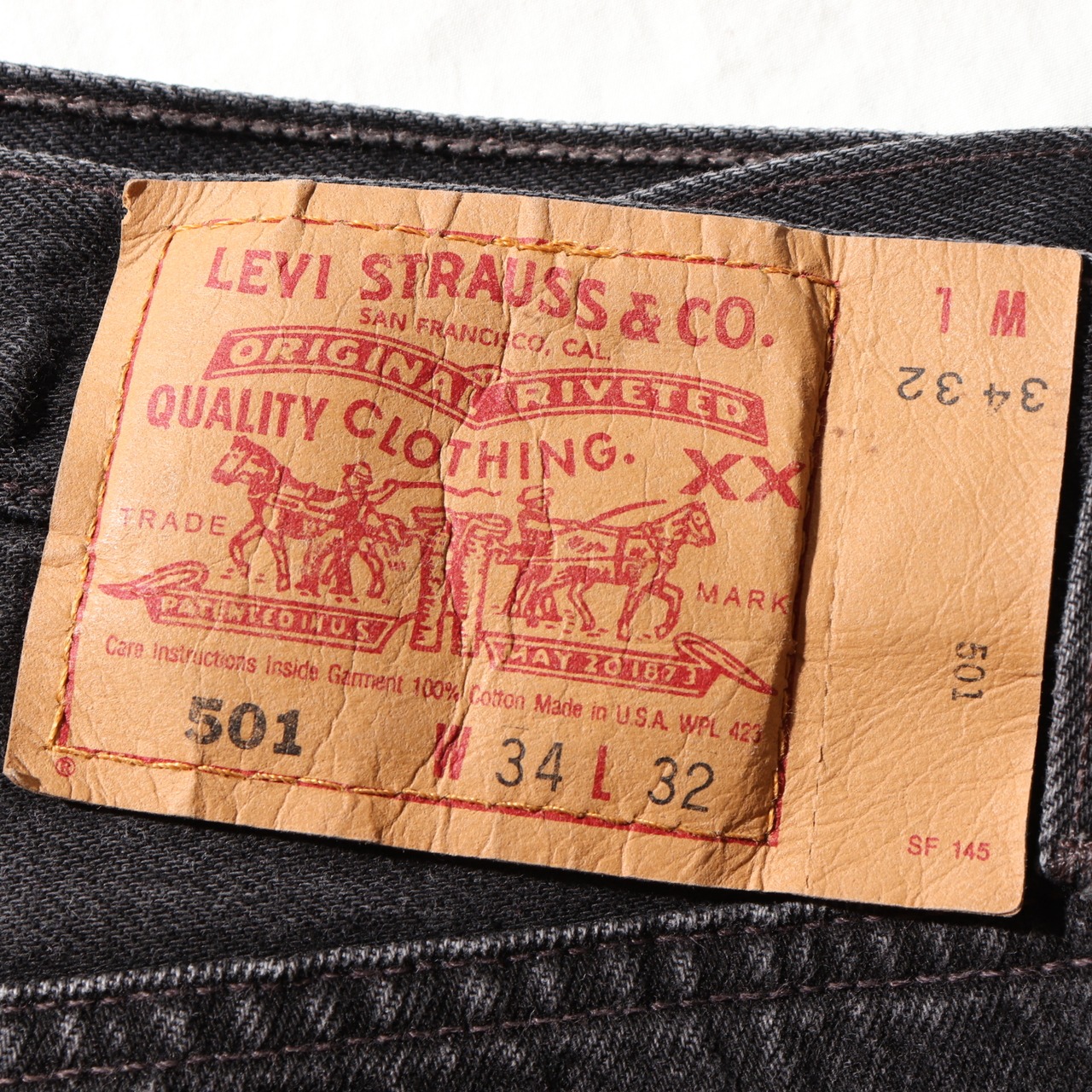 美品 34×32 Levi’s 501 USA 99年 サルファーブラック デニムパンツ