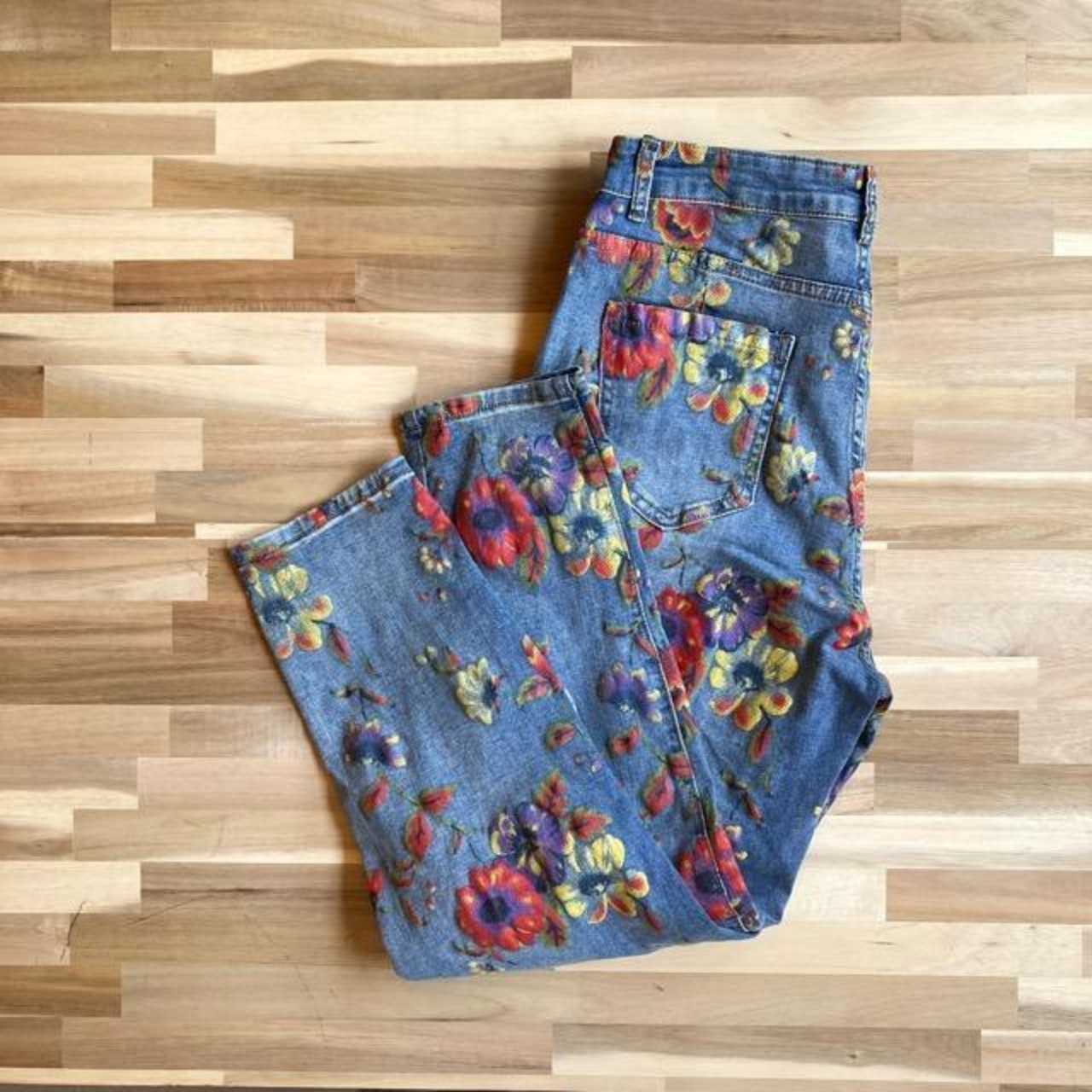 Topanga Lady's　ボタニカルペイントデニムパンツ　フラワー