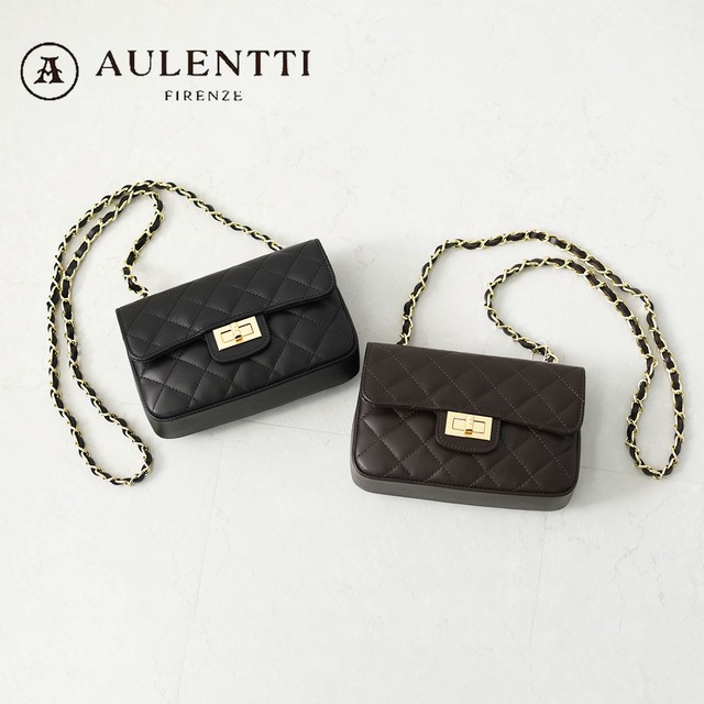 AULENTTI [オウレンティ] カウレザー チェーン ショルダーバッグ  [DI2952-3-SA] ハンドバッグ・チェーンレザーベルト付き・ショルダーバッグ・ミニポーチ・2wayバッグ・キレイめ・フォーマル・LADY'S [2026AW]