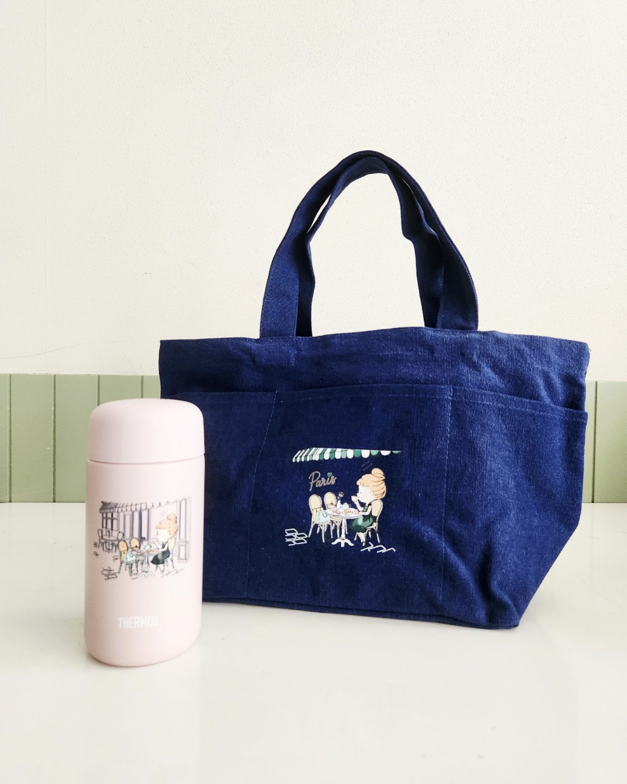 【8/31まで】cafe_ステンレス ボトル＆フレンチ トートバッグ - 1