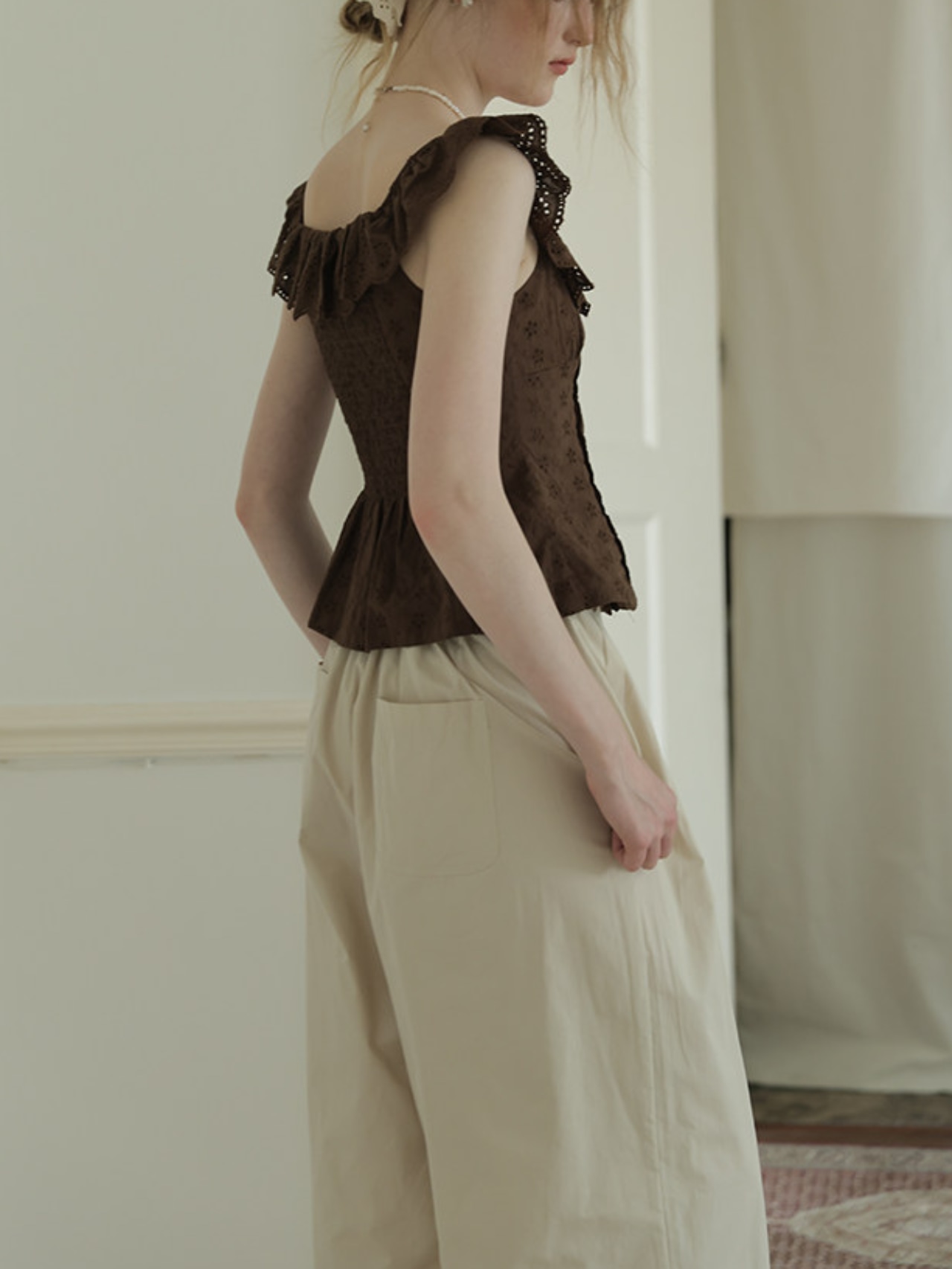 Brun Shirring Frill Blouse F0709