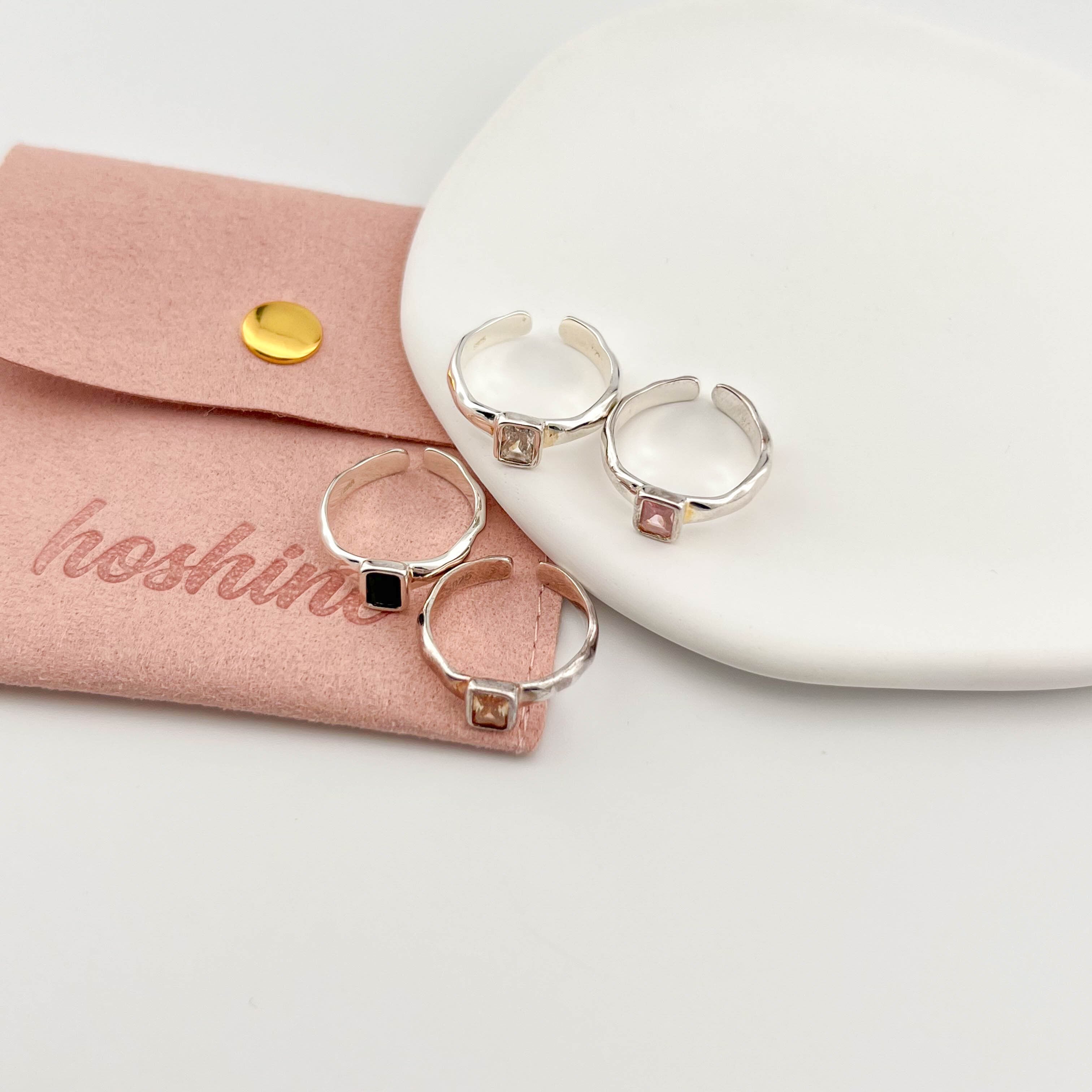 Silver925シルバー韓国風カラージルコニアリング