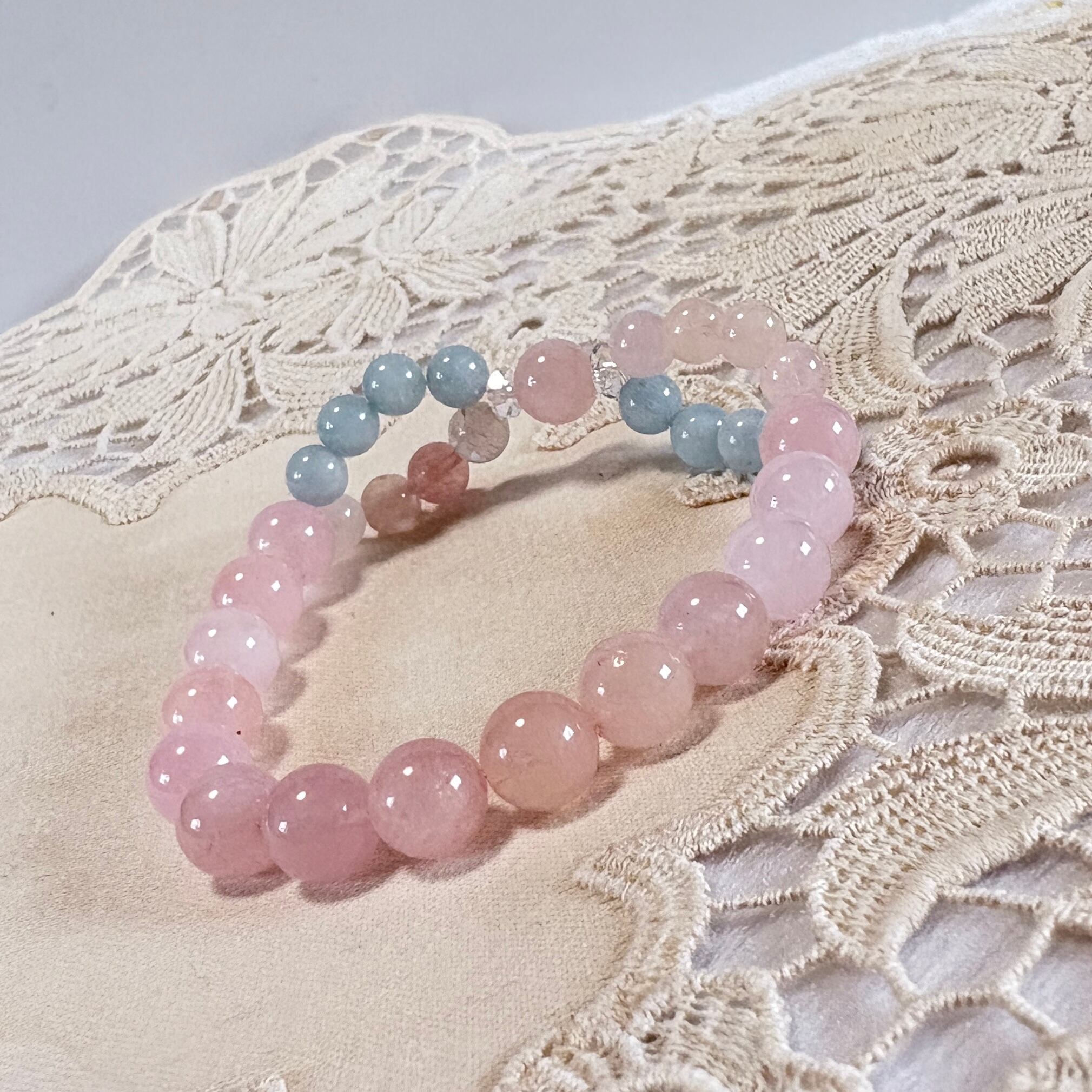 インフィニティクロス∞ブレスレット©｜モルガナイト × アクアマリン