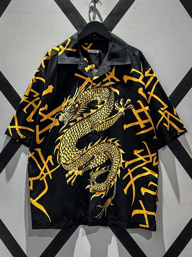 【X VINTAGE】Dragon Design Open Collar Loose S/S Shirt