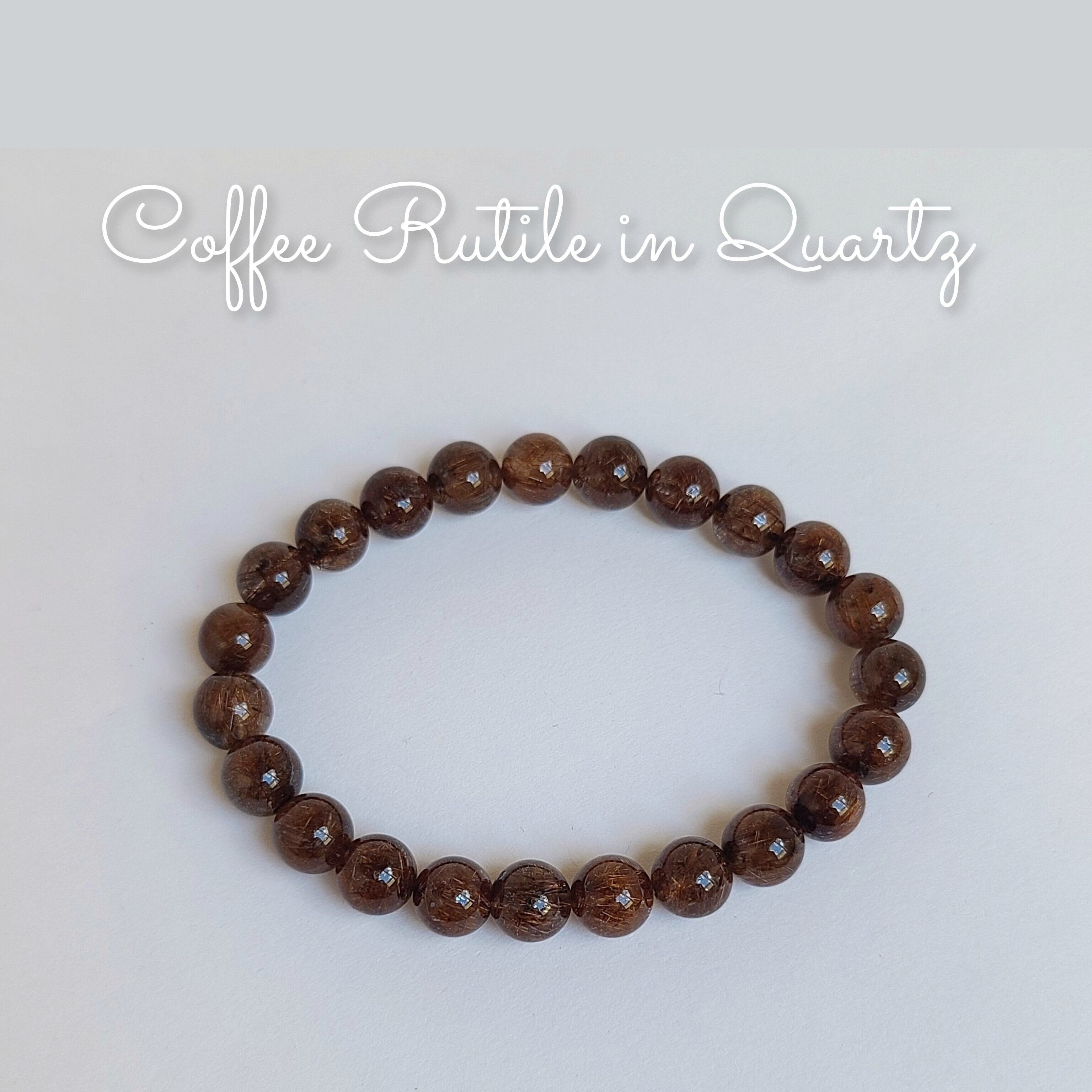 天然石 ブレスレット コーヒールチルクォーツ 11mm 内径17cm コーヒー ルチル イン クォーツ - Coffee Rutile in Quartz - 天然石