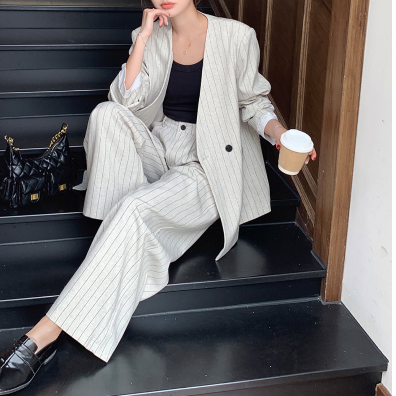 【2set】Double jacket&pants L00513