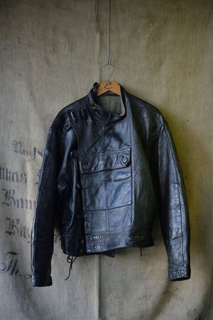 Vintage Swedish Army Leather mortorcycle jacket
