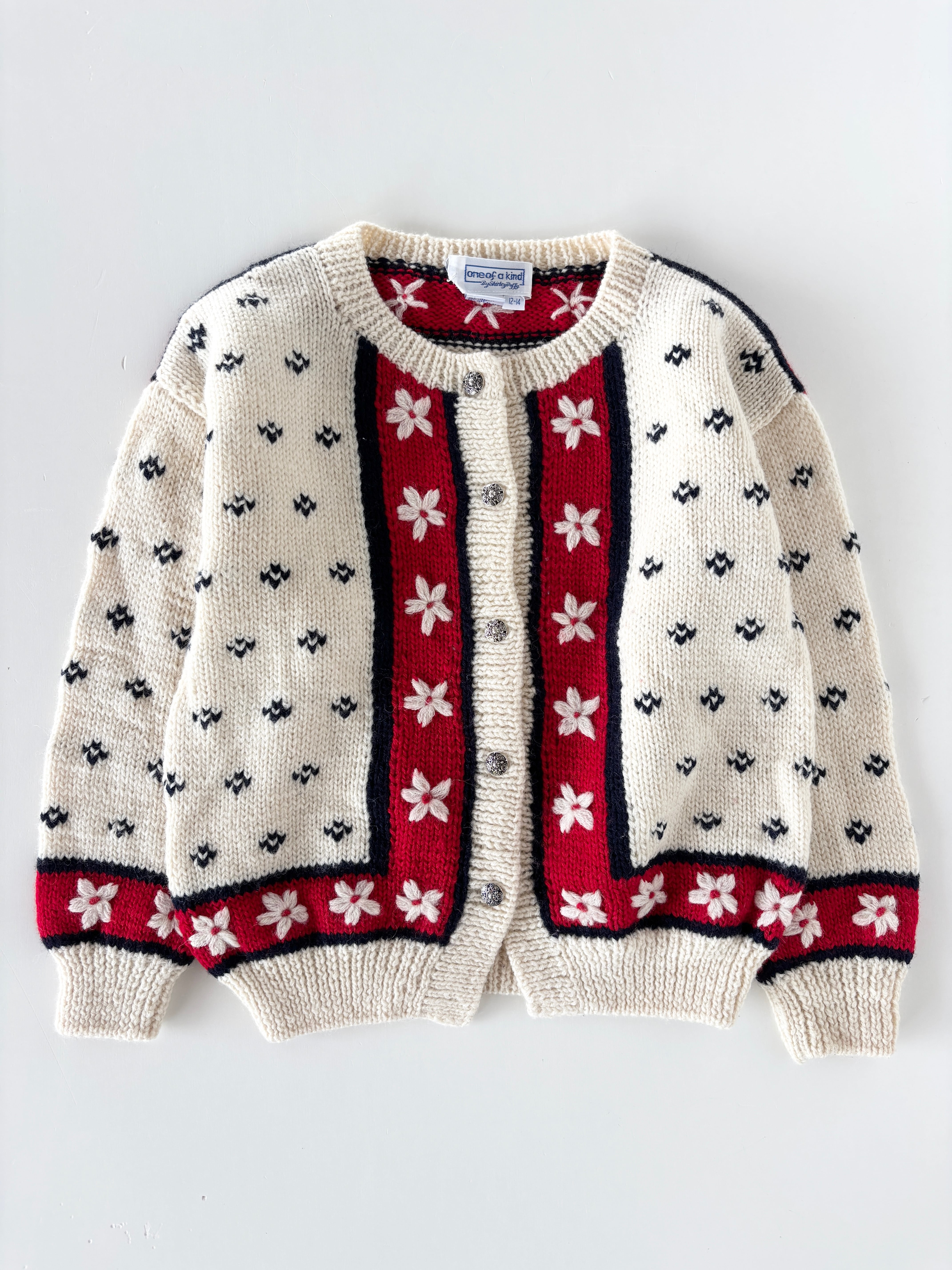 【Youth相当・vintage】フローラル柄ニットカーデ