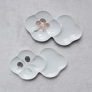 波佐見焼　小分け花皿（椿金・オリーブ銀）　8-108
