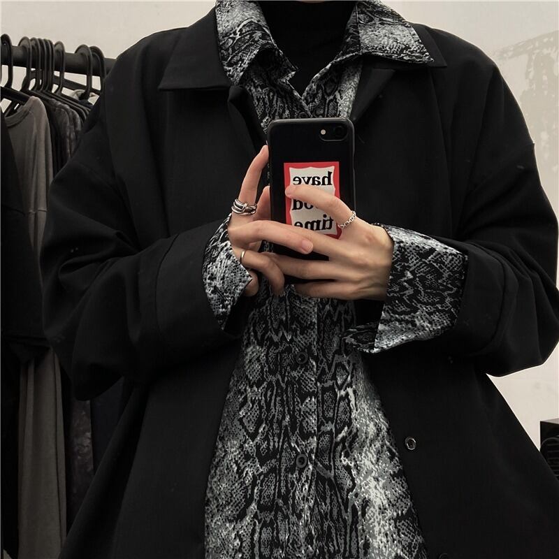 Styleシリーズ シャツ トップス 2color 豹柄 フェイクレイヤード 男女兼用 レトロ メンズシャツ Elegant