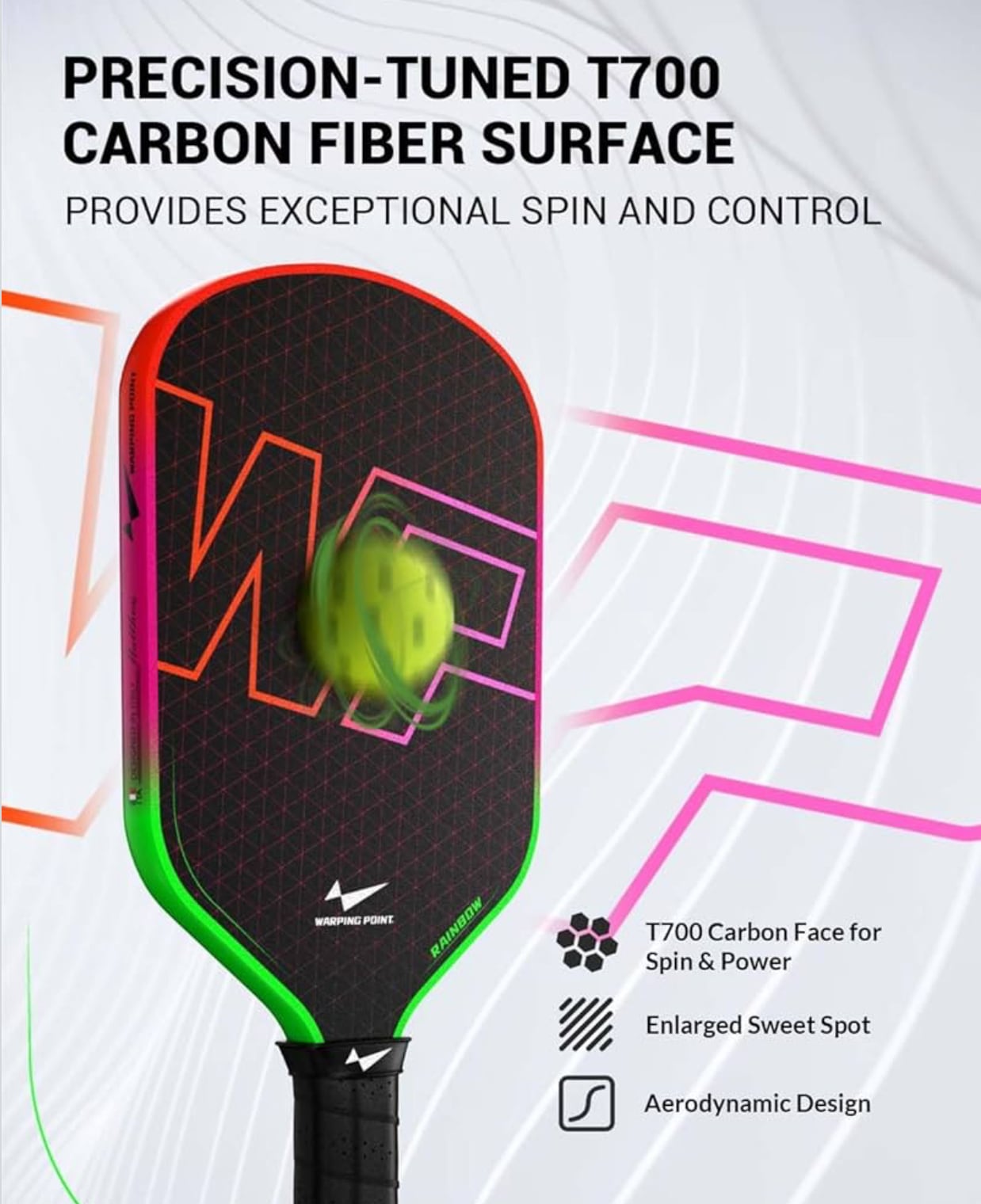 GEN3パドルNEONの進化版】Warping Point Rainbow Pickleball Paddle