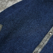 leather switching design knit blouson