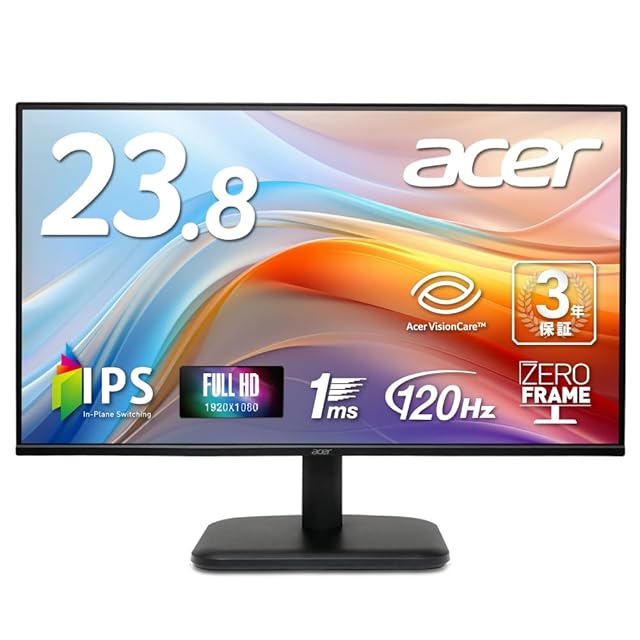 Acer モニター 23.8インチ フルHD 非光沢 IPS 120Hz 1ms(VRB) sRGB 99