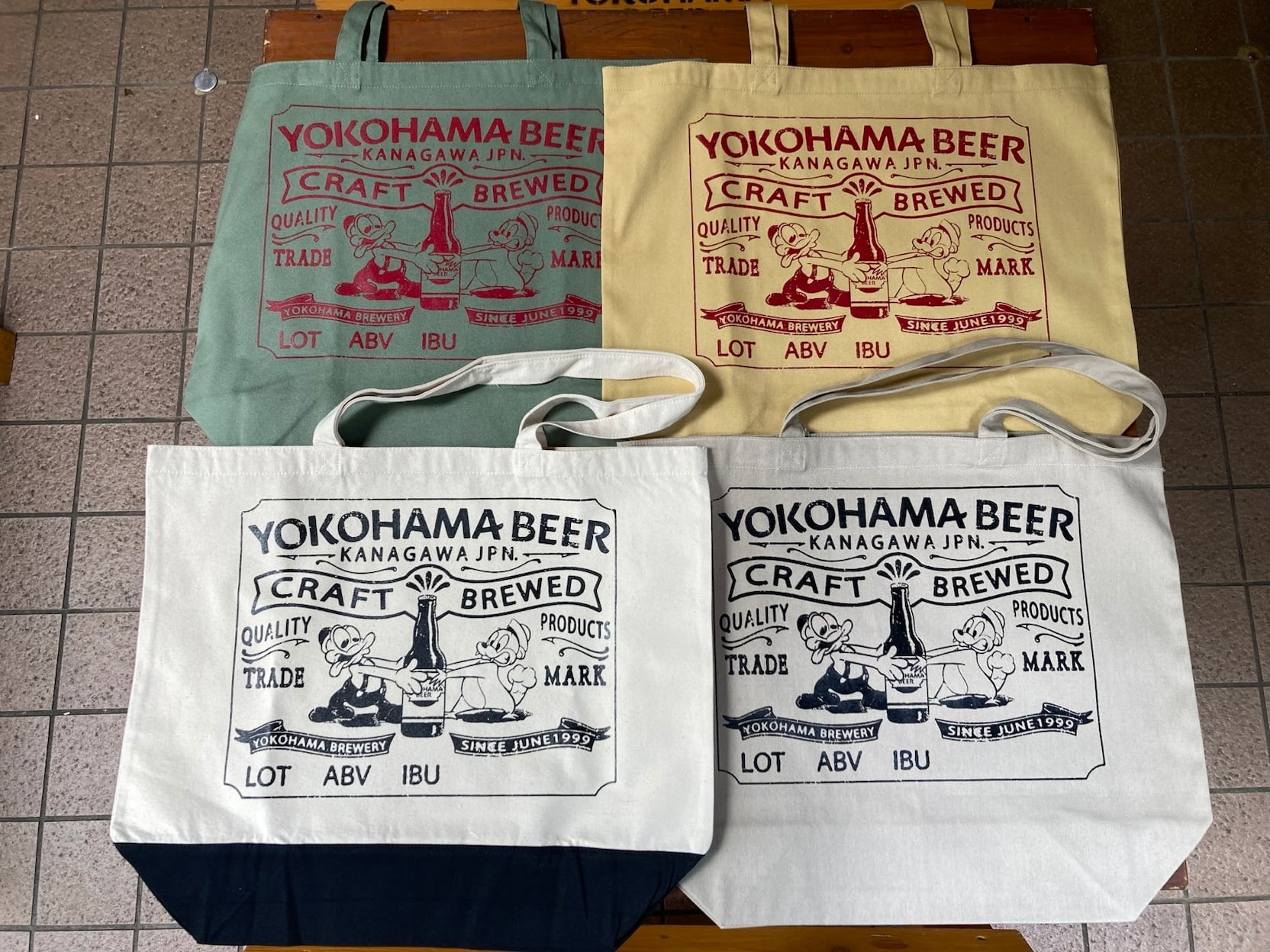 YbeeeラベルトートBAG【ナチュラル ×ブラック】