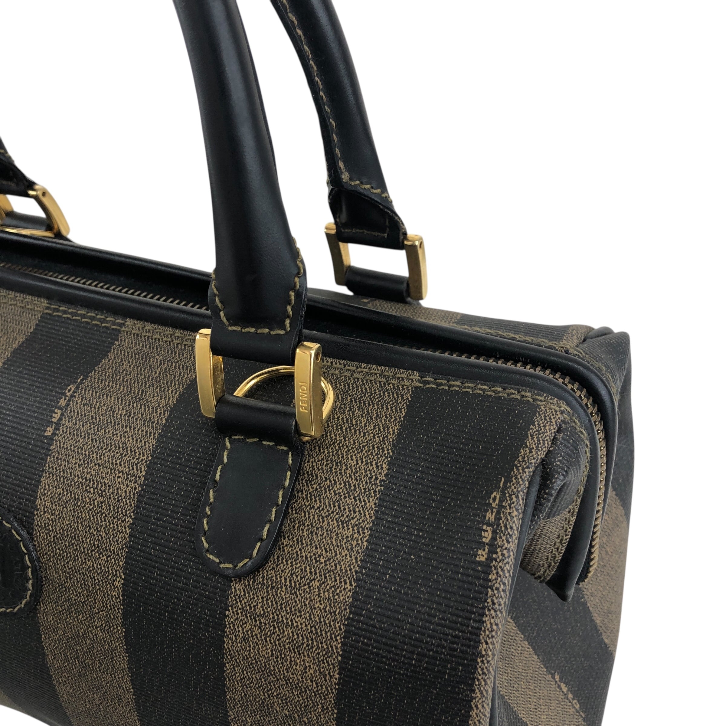 FENDI フェンディ ペカン柄 ハンドバッグ ブラック PVCレザー 2WAY