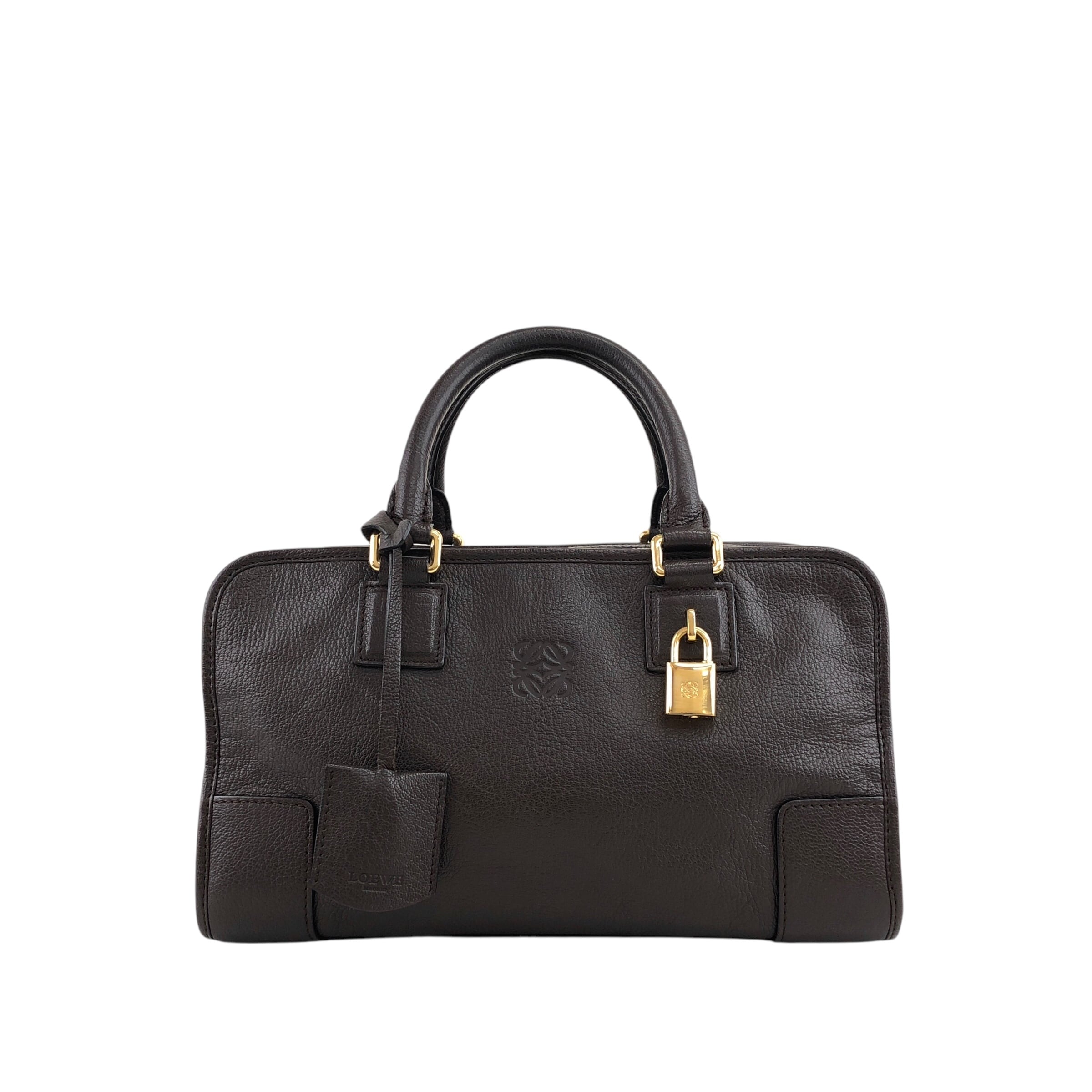LOEWE ロエベ アマソナ28 ハンドバッグ ブラウン アナグラム レザー