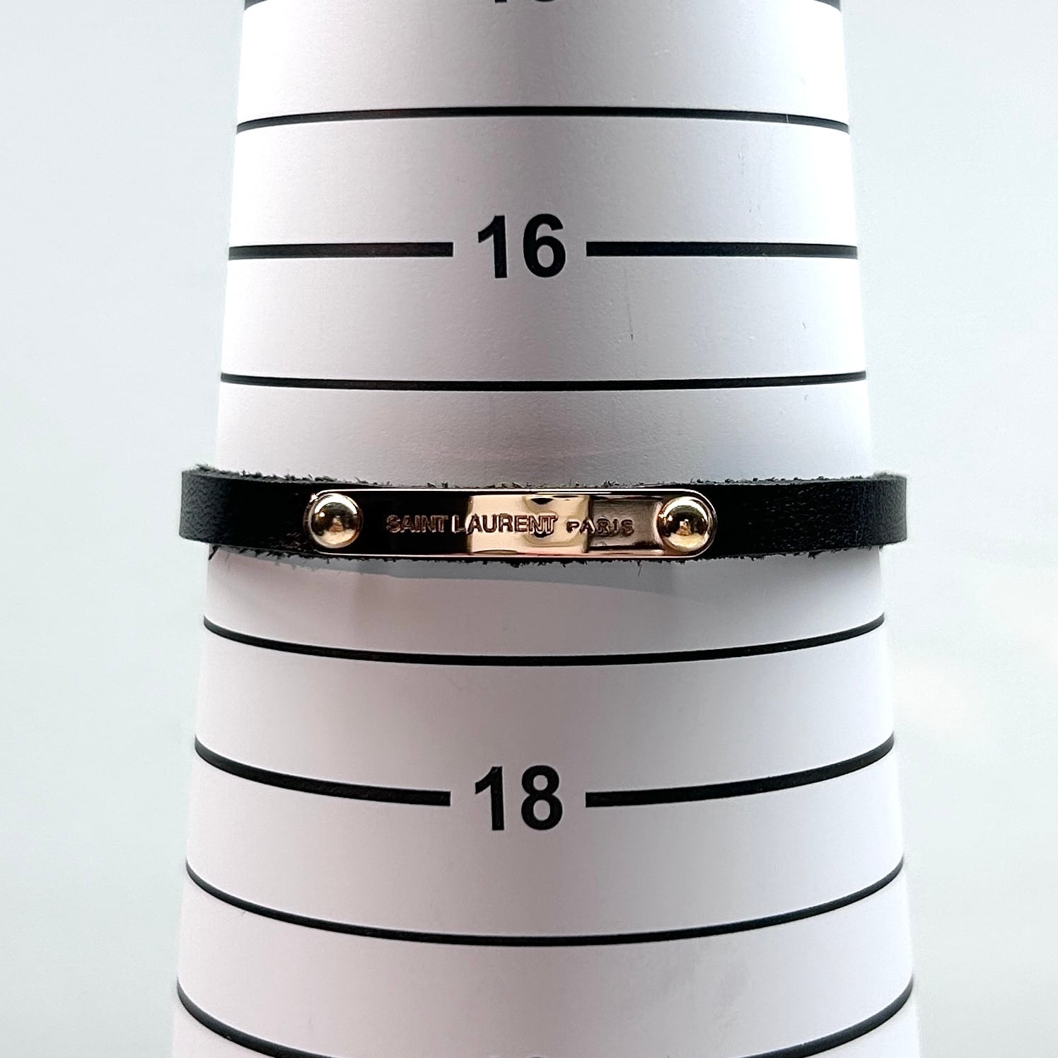 SAINT LAURENT PARIS IDプレート ブレスレット レザー GP ピンク SAINT LAURENT PARIS IDプレート ブレスレット レザー GP ピンク