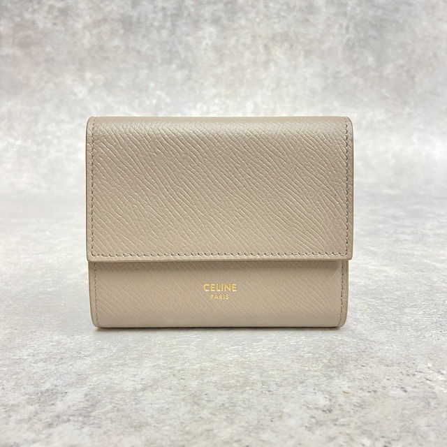 CELINE セリーヌ コンパクトウォレット レザー ベージュ 7398-202206