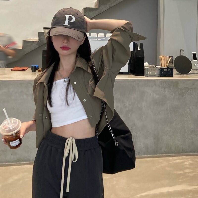 スタンダードカジュアル薄手ジャケット スプリングオータムショートトップス ロング レトロ 春物 秋物 モンロー77058659797