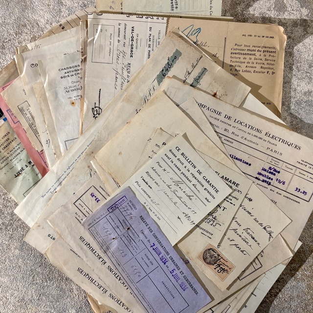 30点程度 古い紙セット フランス アンティーク 領収書･ 契約書・伝票など_2510016-1