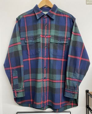 80sL.L.BEAN Cotton ChamoisCloth Check Shirt/L