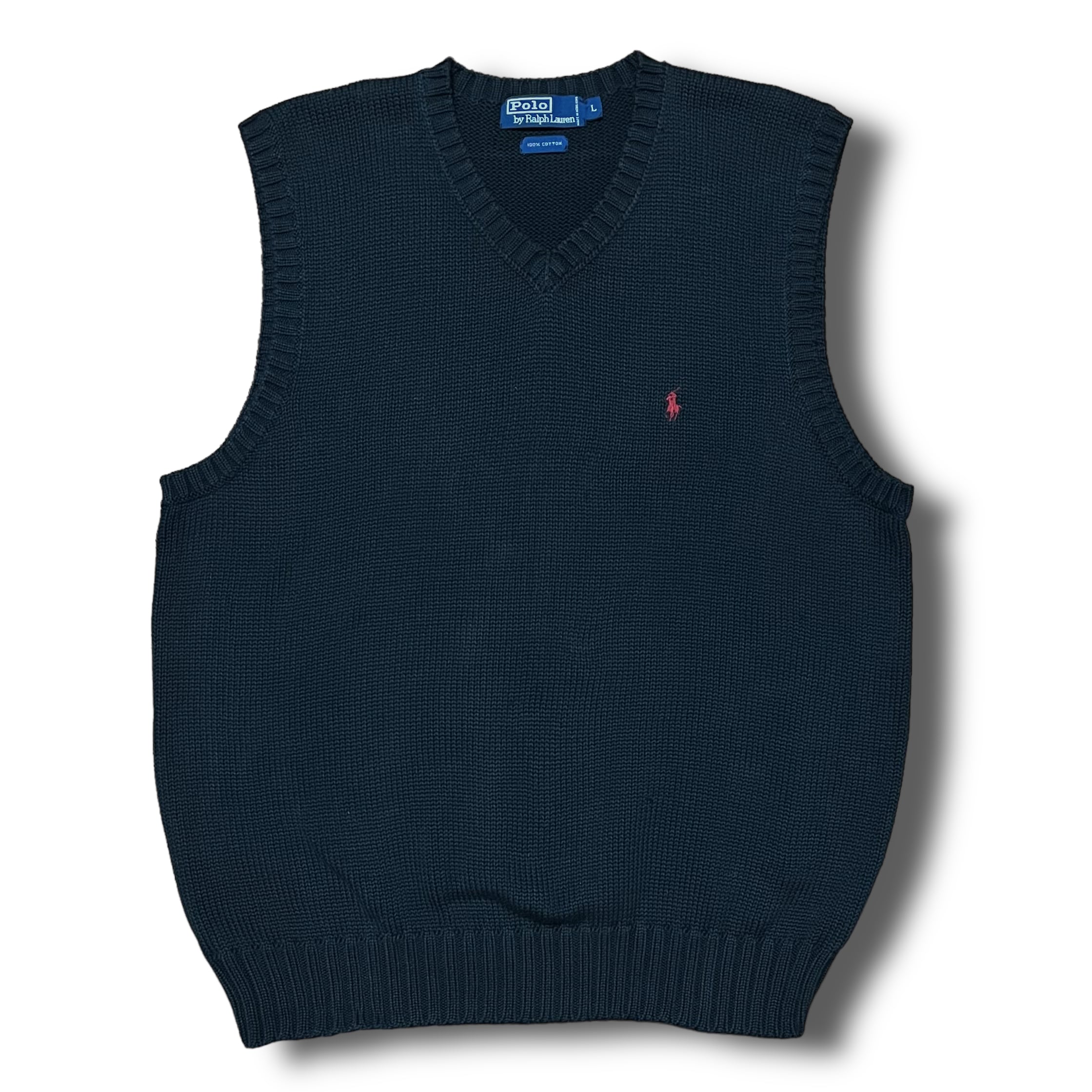 【Ralph Lauren】コットンニットベスト ブラック