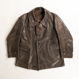1930-40s "French Army" Brown Leather M35 Tankers Jacket