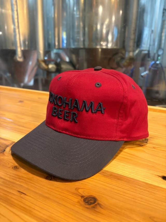 YOKOHAMA BEER クラシックOTTOキャップ【ネイビー（ツバ）×ヴァーガンディ×ロゴ刺繍ネイビー】