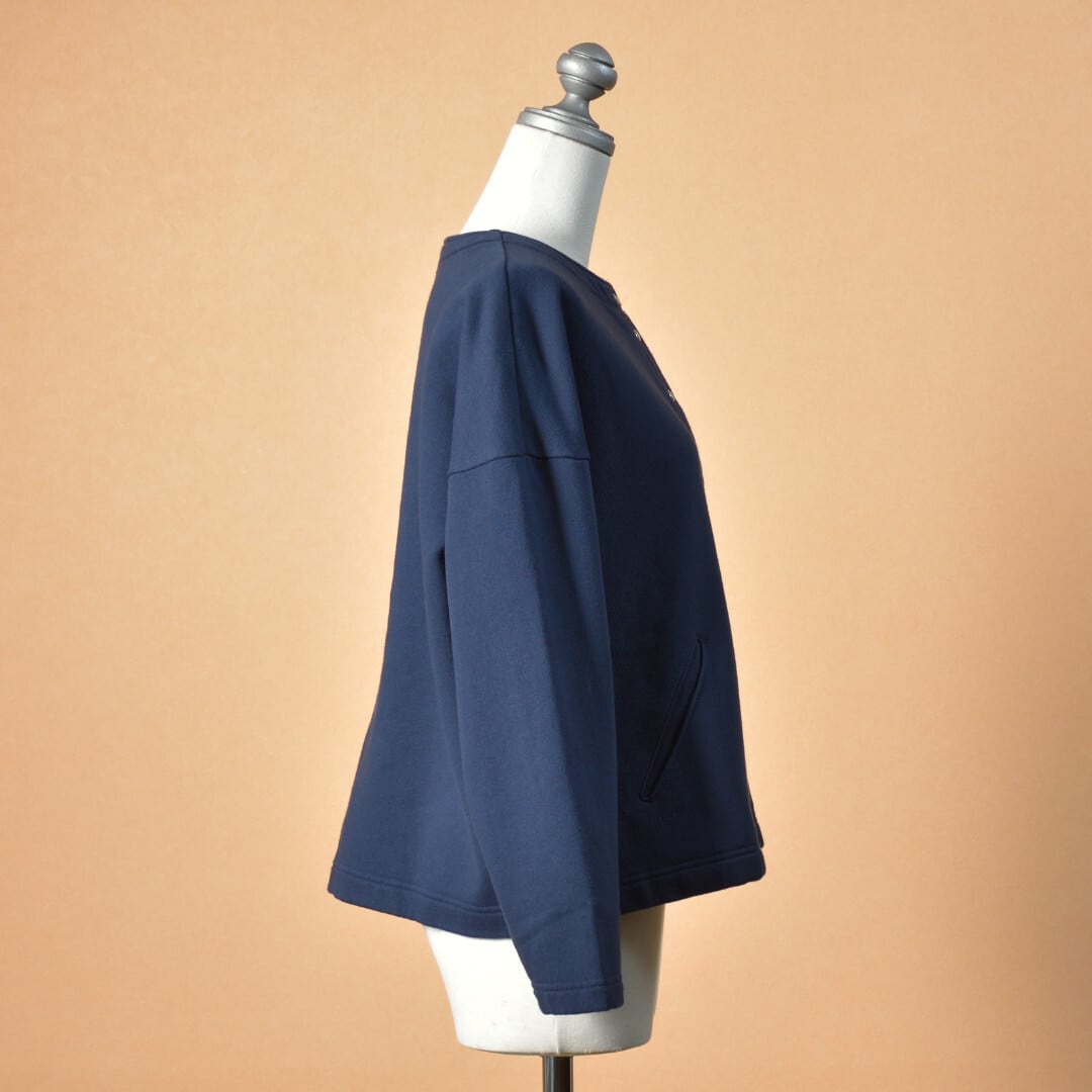 Fabrique en planete terre ファブリケアンプラネテール 裏毛オーバーサイズスナップカーディガン・ネイビー【送料無料】