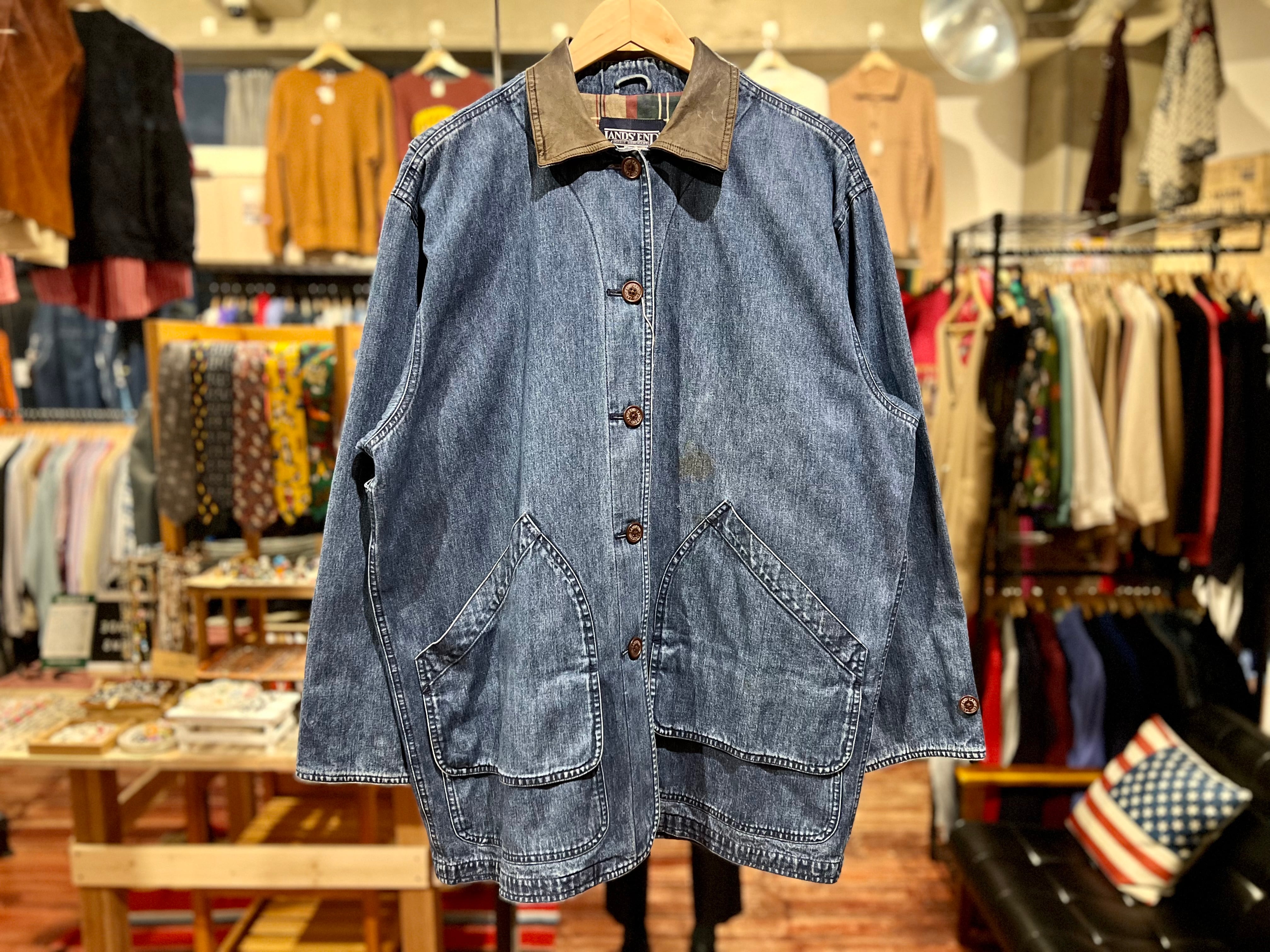 90s 英国製 UK wear ブリーチ デニム ショップコート M