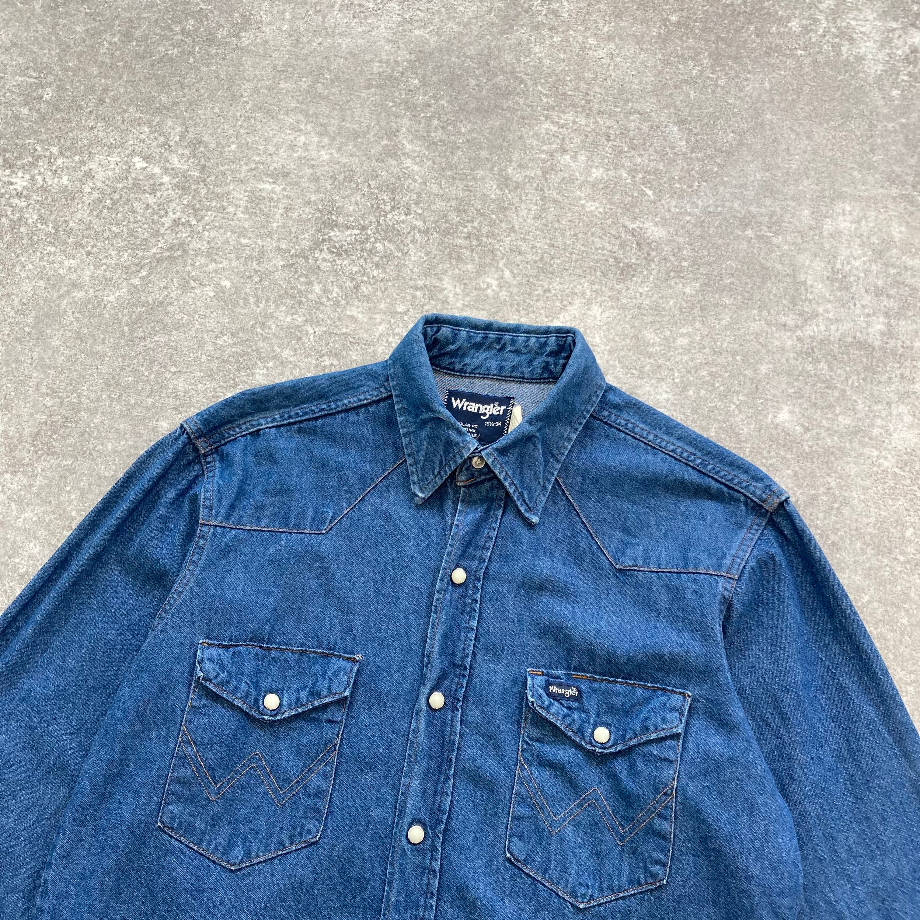 ボロ古着 真っ黒い ]Wrangler/ラングラー（デニムシャツ）