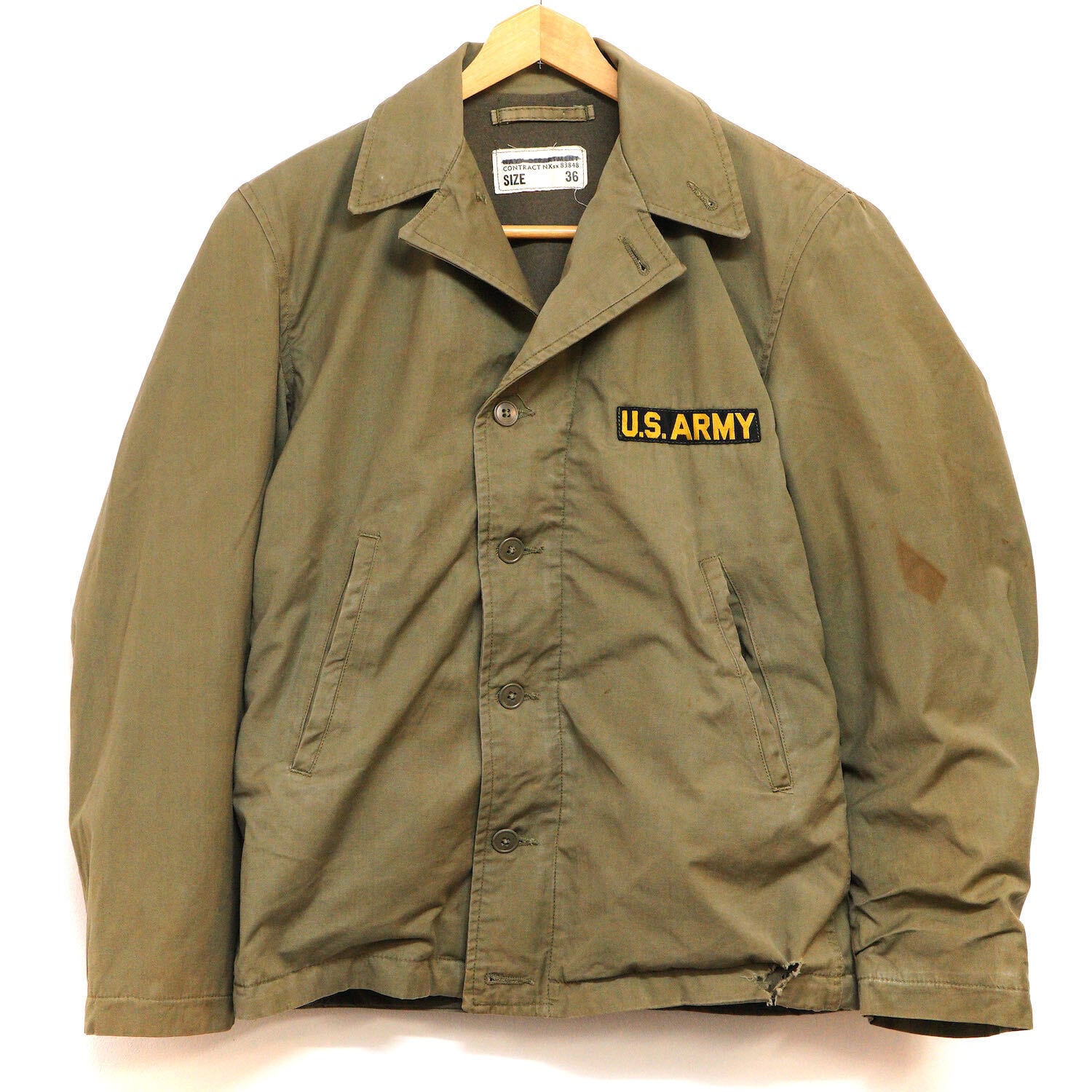 1137 1940年代 N4ジャケット U.S.ARMY NAVY DEPARTMENT 83848 米軍 コの字留め TALONジップ アンティーク  ミリタリー デッキジャケット ヴィンテージ古着 サイズ36 | ANTIQUE JOHN アンティーク ジョン powered by BASE