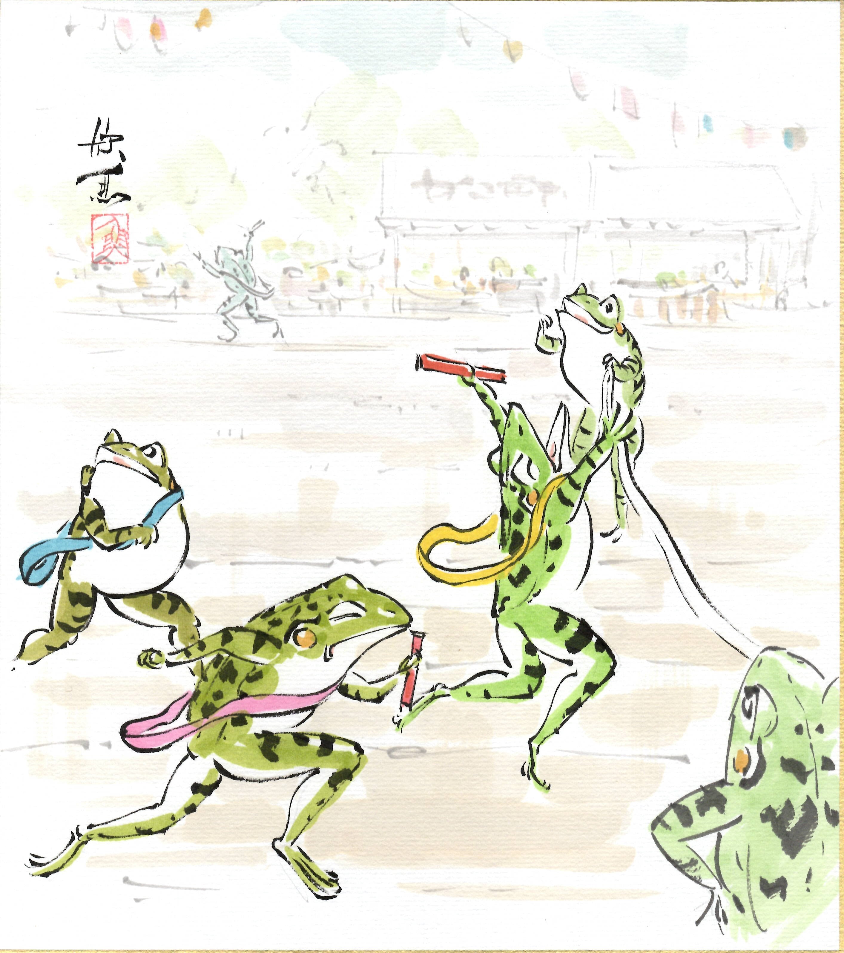 西村欣魚「将棋猫」色紙絵 | 吉村唐木店 WEBSHOP