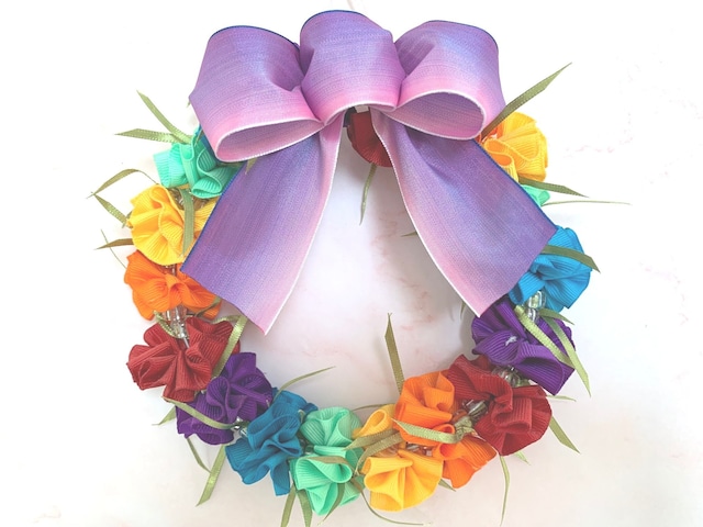 (レシピなし)ハワイアンリボンレイ【レインボーマリーゴールドリース】 キット