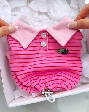 予約【buyalldog】TUNE String Polo Crop Collar Tee (Pink)