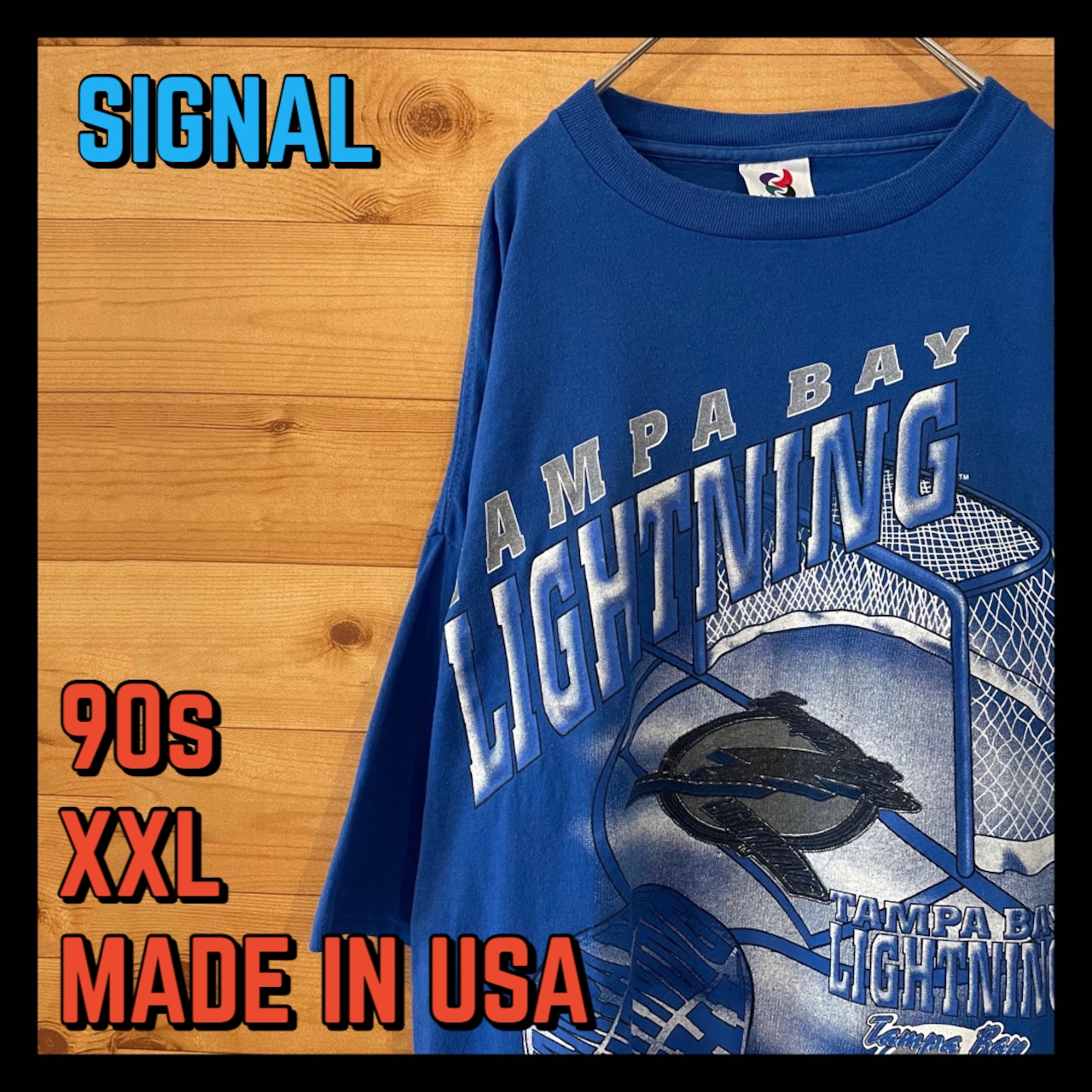 【SIGNAL】90s タンパベイライトニング Tシャツ NHL オーバーサイズ ビッグプリント アイスホッケー